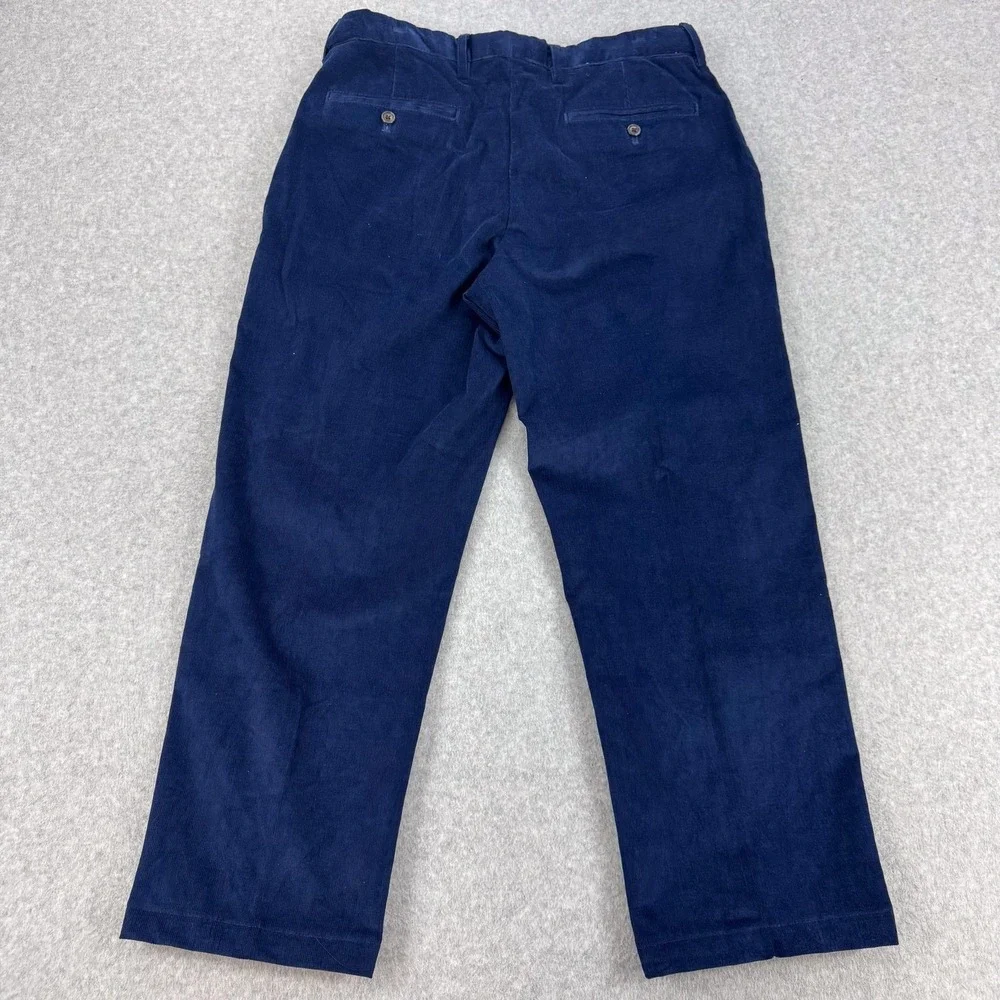 Lands End Pants Mens 34x27 Blue Corduroy Stretch Traditional Fit Casual Outdoor